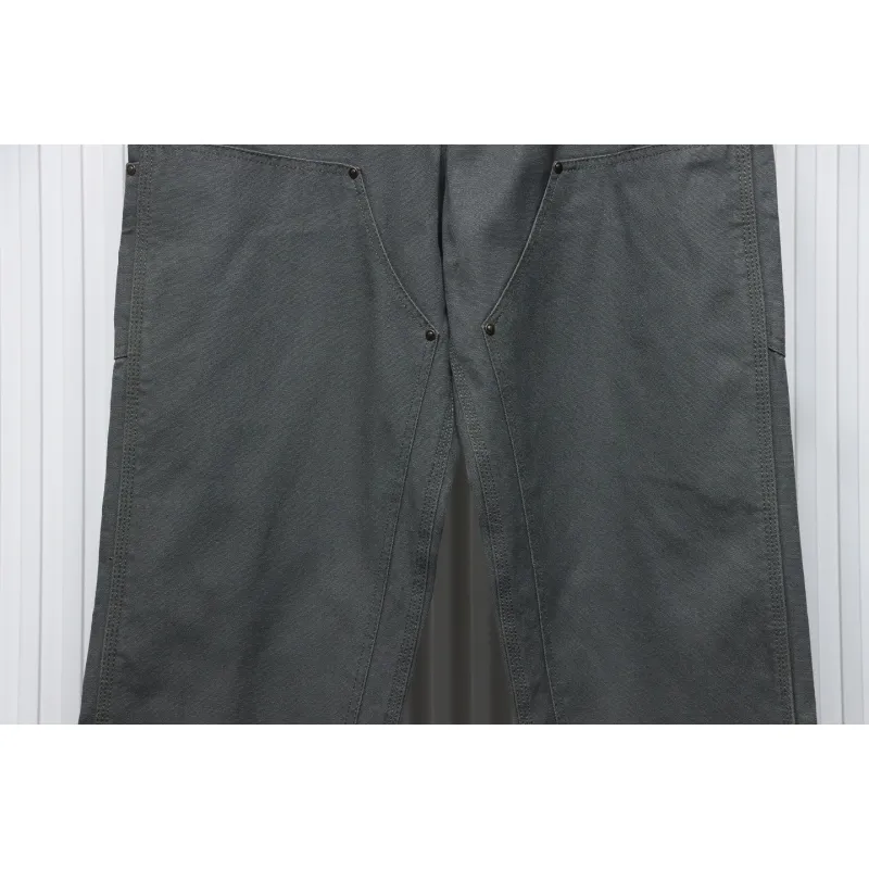 Carhartt Washed Distressed Canvas Overalls Lumberjack Pants Grey