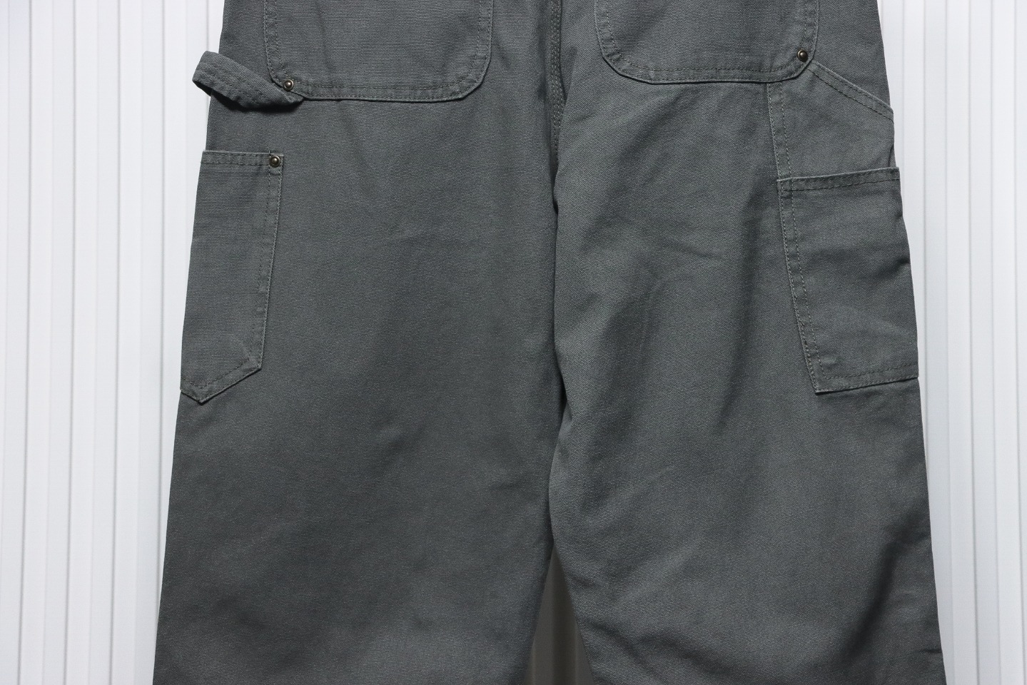 Carhartt Washed Distressed Canvas Overalls Lumberjack Pants Grey