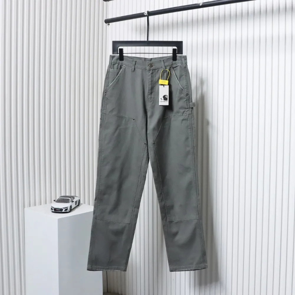 Carhartt Washed Distressed Canvas Overalls Lumberjack Pants Grey