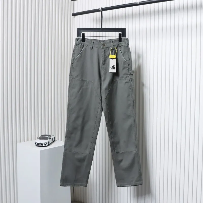 Carhartt Washed Distressed Canvas Overalls Lumberjack Pants Grey