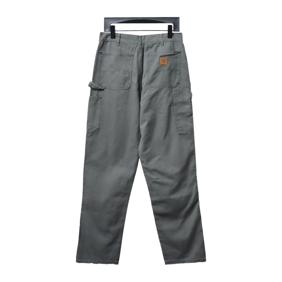 Carhartt Washed Distressed Canvas Overalls Lumberjack Pants Grey