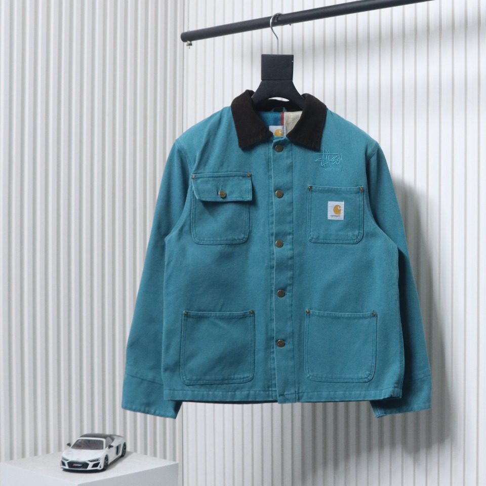 Carhartt x Stussy God-Level Co-Branded Workwear Jacket Blue