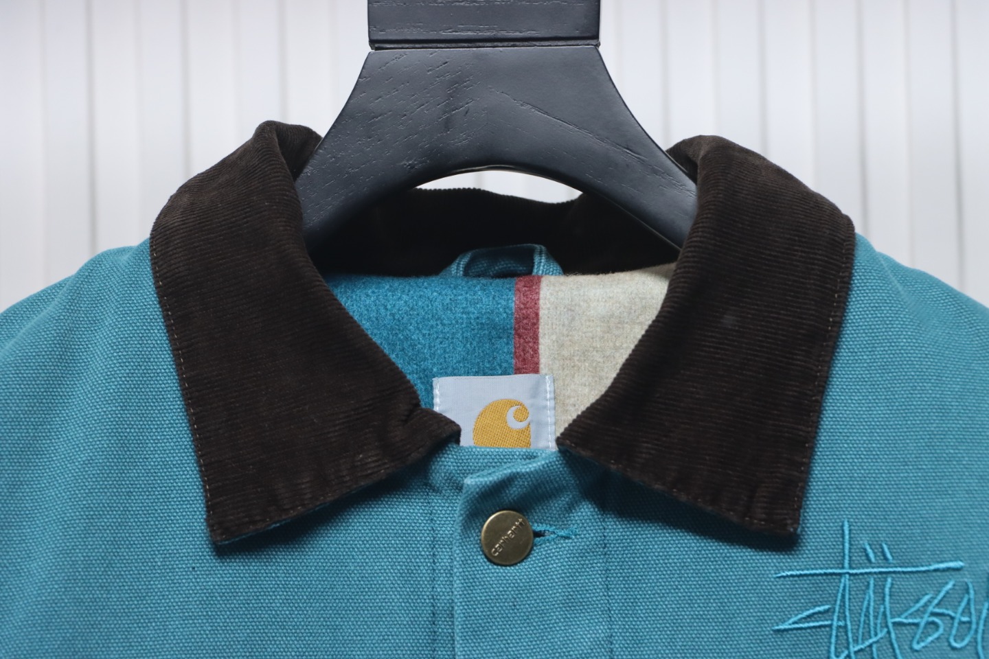 Carhartt x Stussy God-Level Co-Branded Workwear Jacket Blue