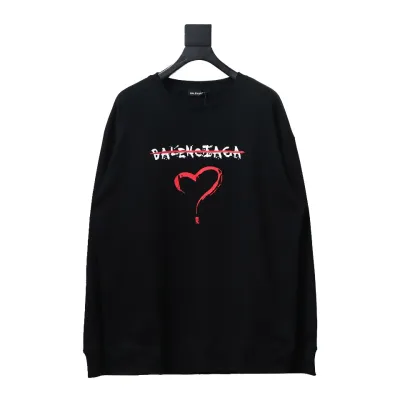 Balenciaga 24Fw Letter Heart-Shaped Printed Round Neck Hoodie Black 01