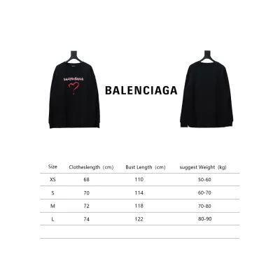 Balenciaga 24Fw Letter Heart-Shaped Printed Round Neck Hoodie Black 02