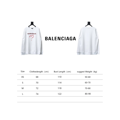 Balenciaga 24Fw Letter Heart-Shaped Printed Round Neck Hoodie White 02
