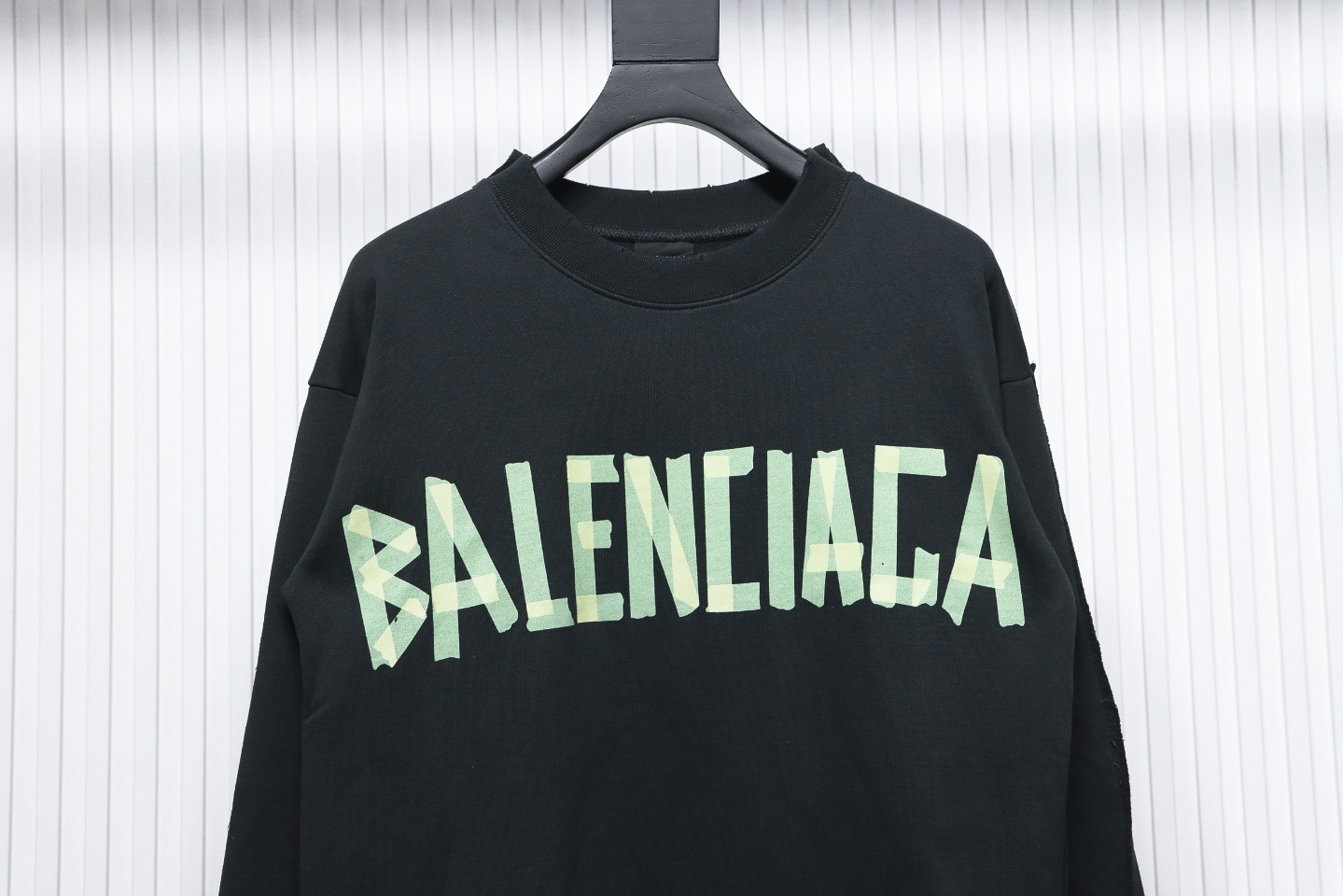 Balenciaga 3M Embroidered Front And Rear Splicing Round Neck Hoodie Black