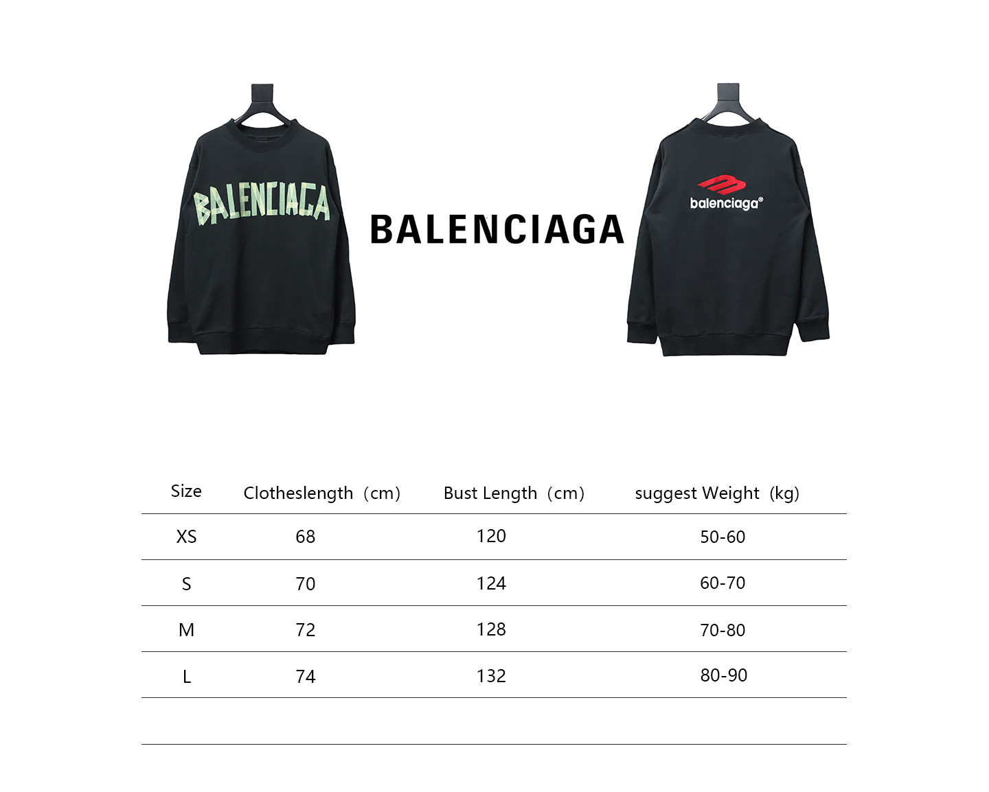 Balenciaga 3M Embroidered Front And Rear Splicing Round Neck Hoodie Black