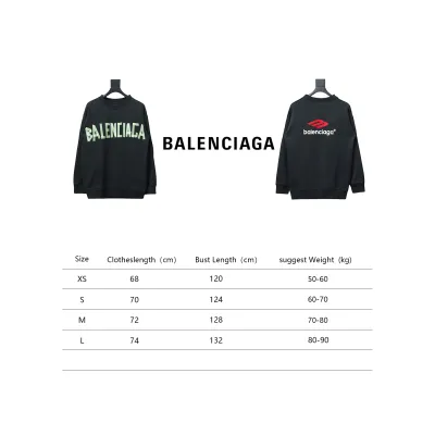 Balenciaga 3M Embroidered Front And Rear Splicing Round Neck Hoodie Black 02