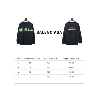 Balenciaga 3M Embroidered Front And Rear Splicing Round Neck Hoodie Black 02