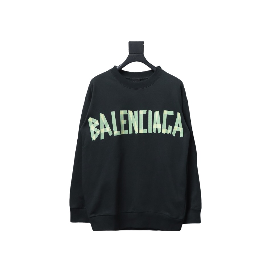 Balenciaga 3M Embroidered Front And Rear Splicing Round Neck Hoodie Black