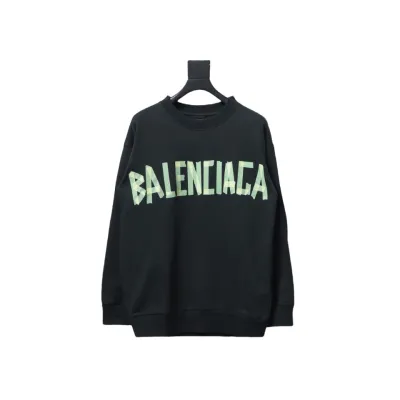 Balenciaga 3M Embroidered Front And Rear Splicing Round Neck Hoodie Black 01