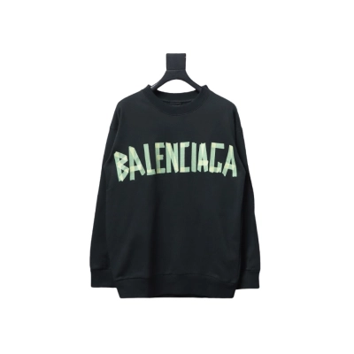 Balenciaga 3M Embroidered Front And Rear Splicing Round Neck Hoodie Black 01