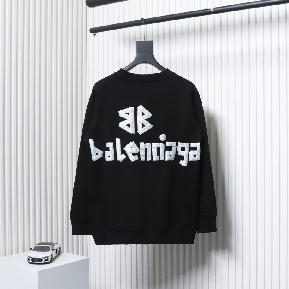 Balenciaga Floral Paper Tape Round Neck Hoodie White Text