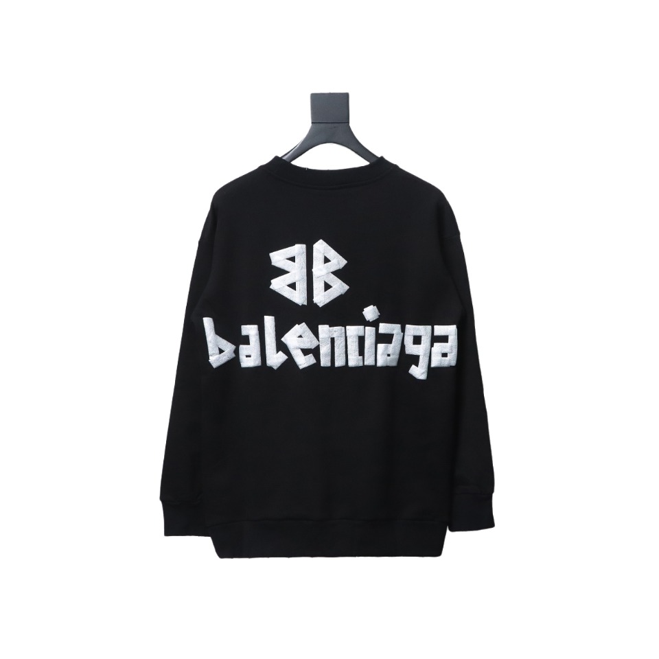 Balenciaga Floral Paper Tape Round Neck Hoodie White Text