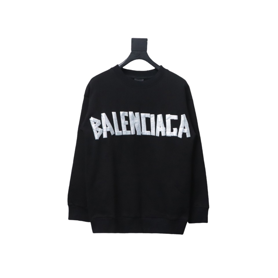 Balenciaga Floral Paper Tape Round Neck Hoodie White Text