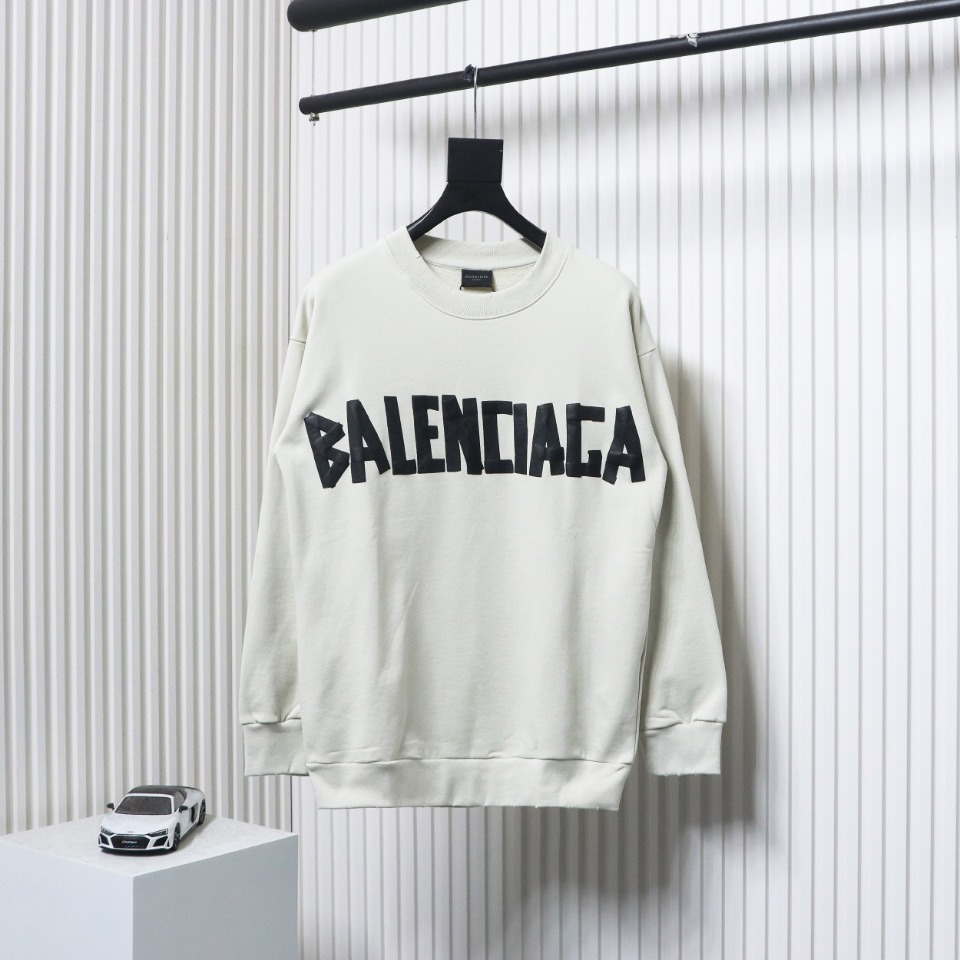 Balenciaga Floral Paper Tape Round Neck Hoodie Black Text