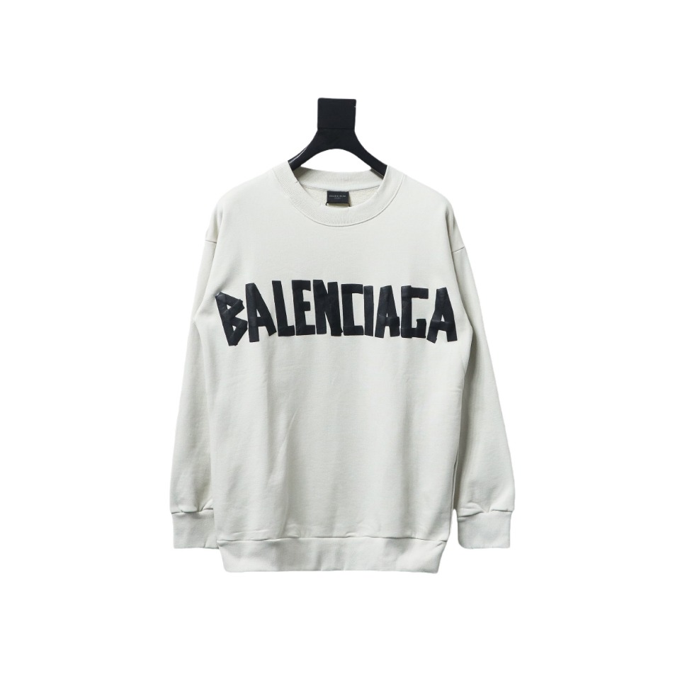 Balenciaga Floral Paper Tape Round Neck Hoodie Black Text