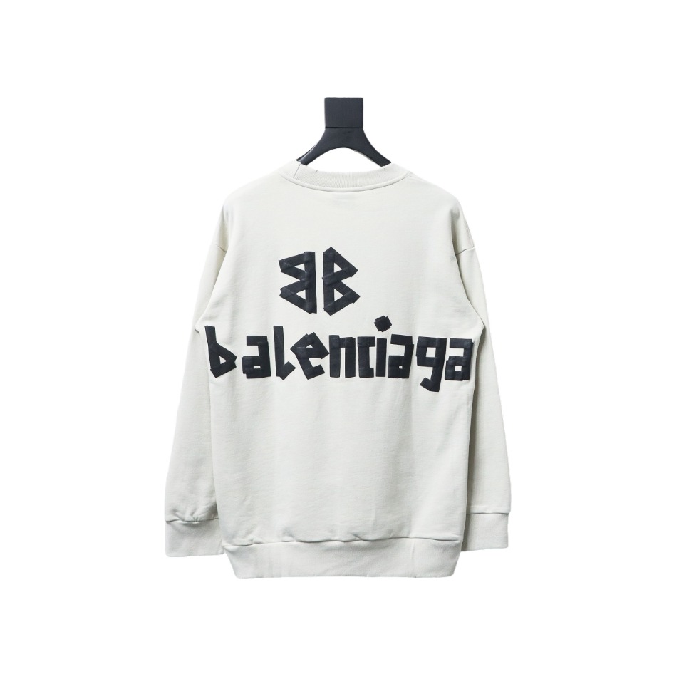 Balenciaga Floral Paper Tape Round Neck Hoodie Black Text