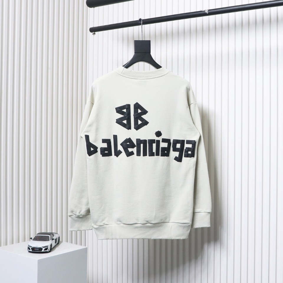 Balenciaga Floral Paper Tape Round Neck Hoodie Black Text