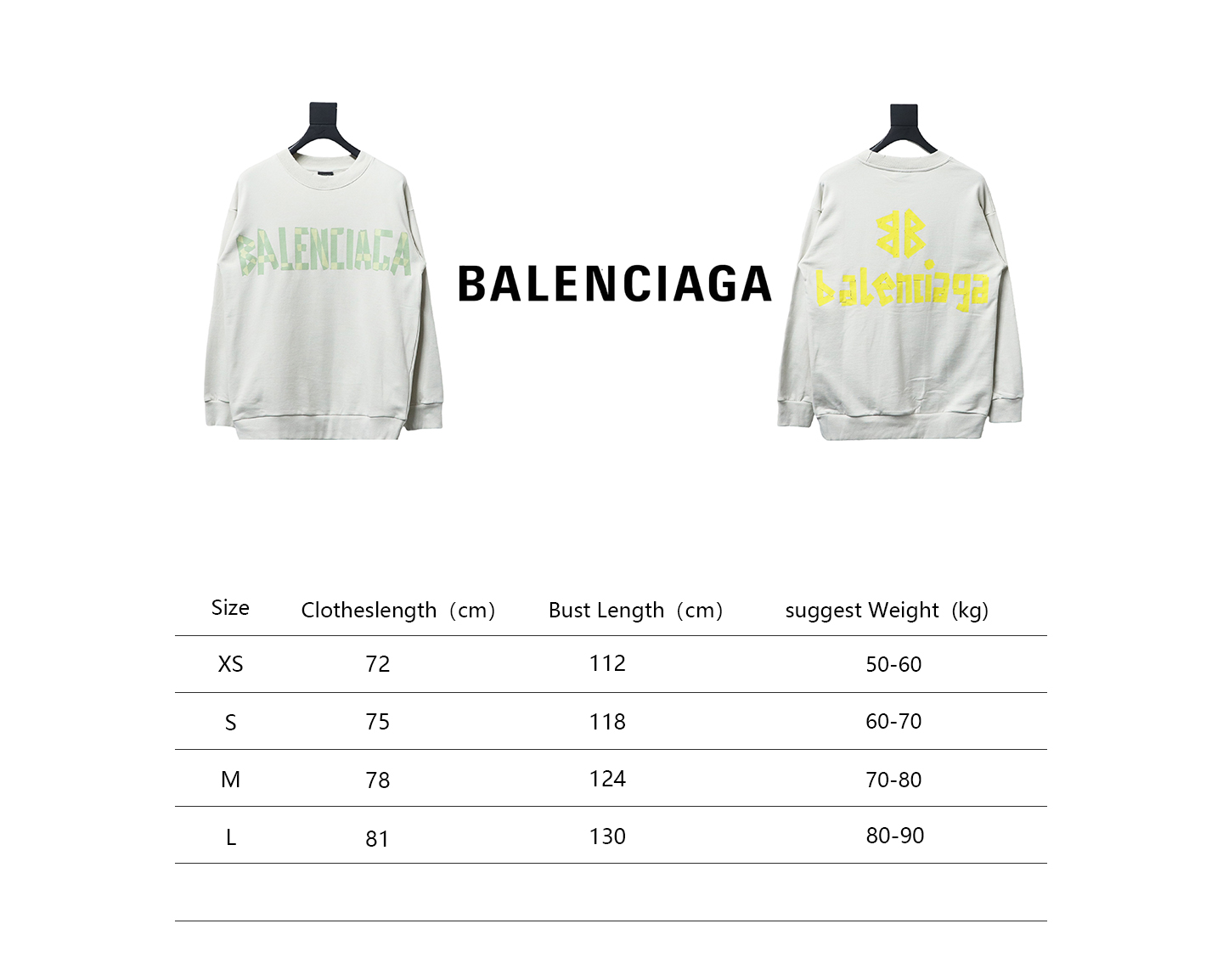 Balenciaga Floral Paper Tape Round Neck Hoodie Yellow Green Text