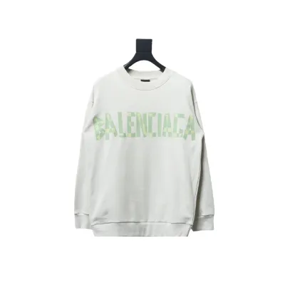 Balenciaga Floral Paper Tape Round Neck Hoodie Yellow Green Text 01