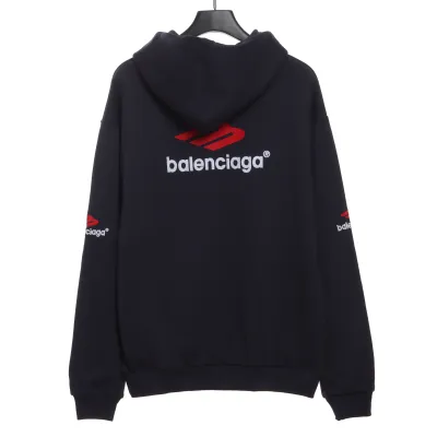 Balenciaga Front And Rear Red Double M Hoodie 02