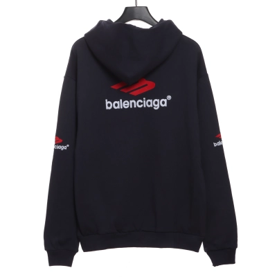 Balenciaga Front And Rear Red Double M Hoodie 02