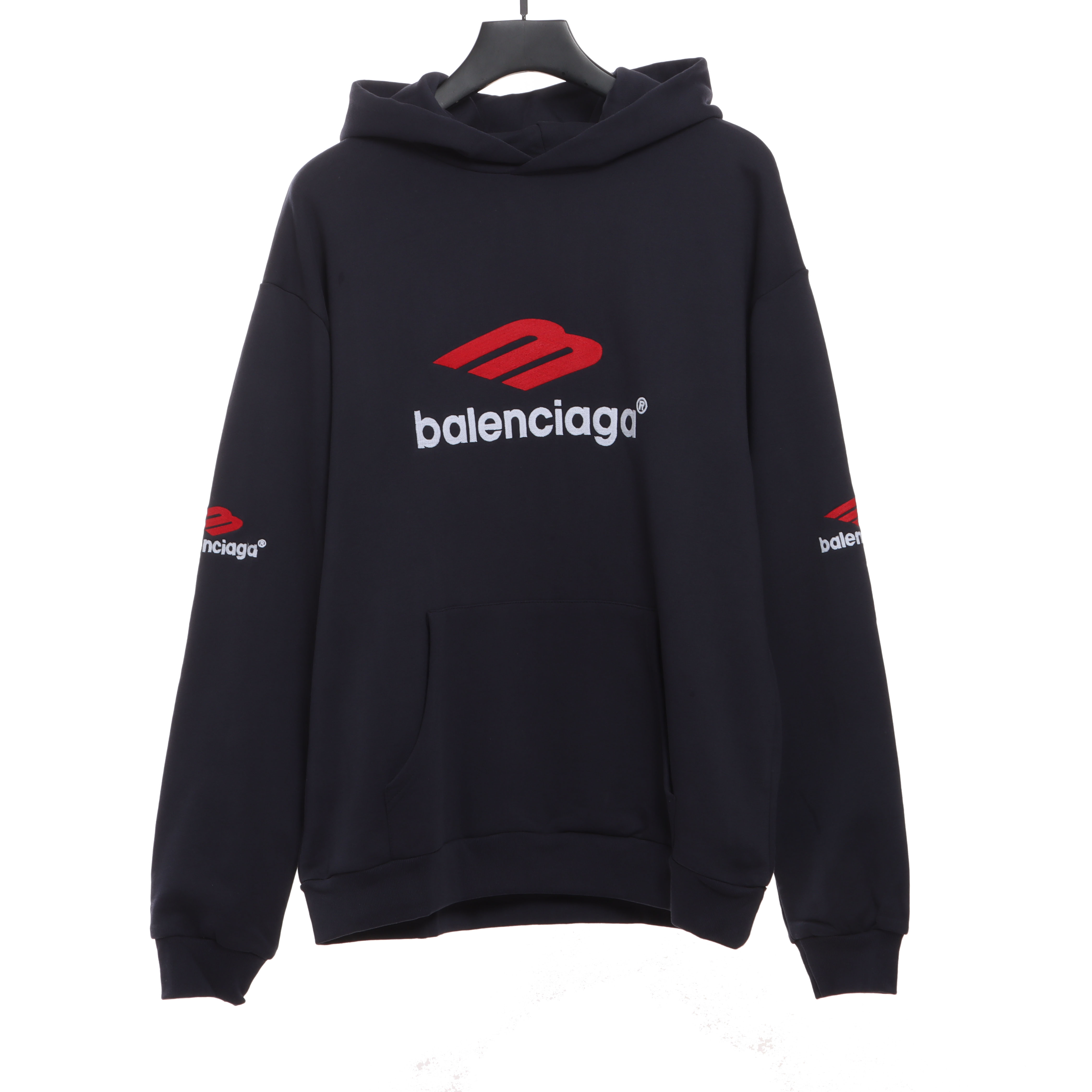 Balenciaga Front And Rear Red Double M Hoodie
