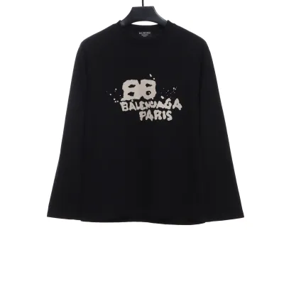 Balenciaga HAND Double B Graffiti Hoodie Black  01