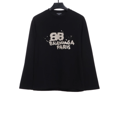 Balenciaga HAND Double B Graffiti Hoodie Black  01