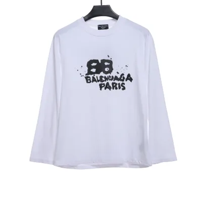Balenciaga HAND Double B Graffiti Hoodie White  01