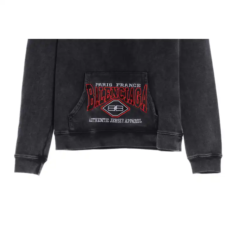 Balenciaga Heavy Industry Washed Pocket Embroidered Hoodie