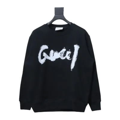 Balenciaga x Gucci 24SS Graffiti Letter Printed Round Neck Hoodie Black 01