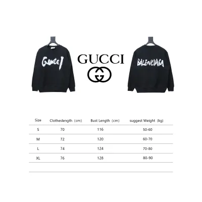Balenciaga x Gucci 24SS Graffiti Letter Printed Round Neck Hoodie Black 02