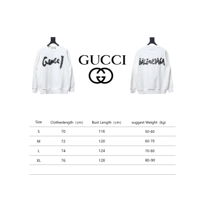 Balenciaga x Gucci 24SS Graffiti Letter Printed Round Neck Hoodie White 02