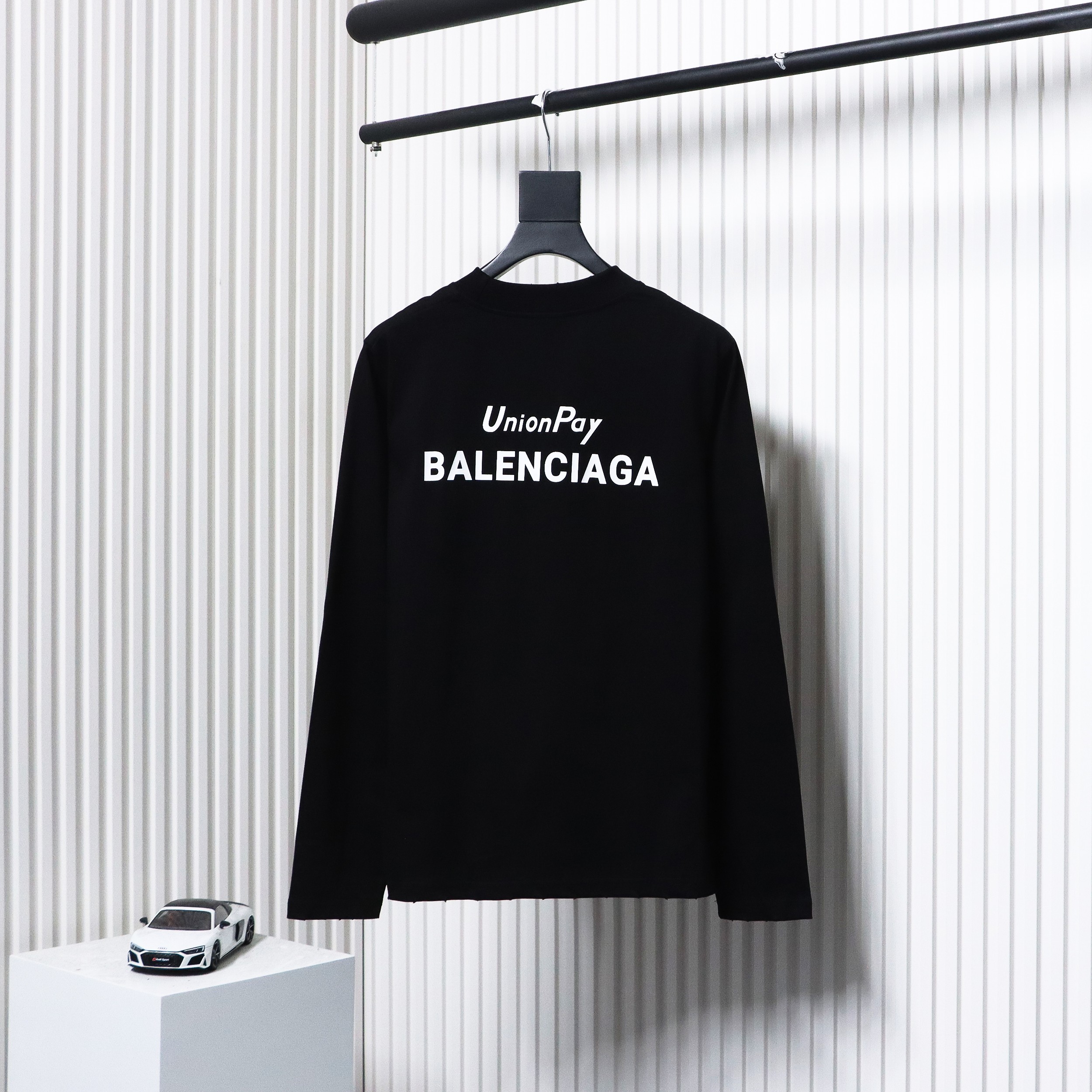 Balenciaga 24S Letter Round Neck Hoodie Black