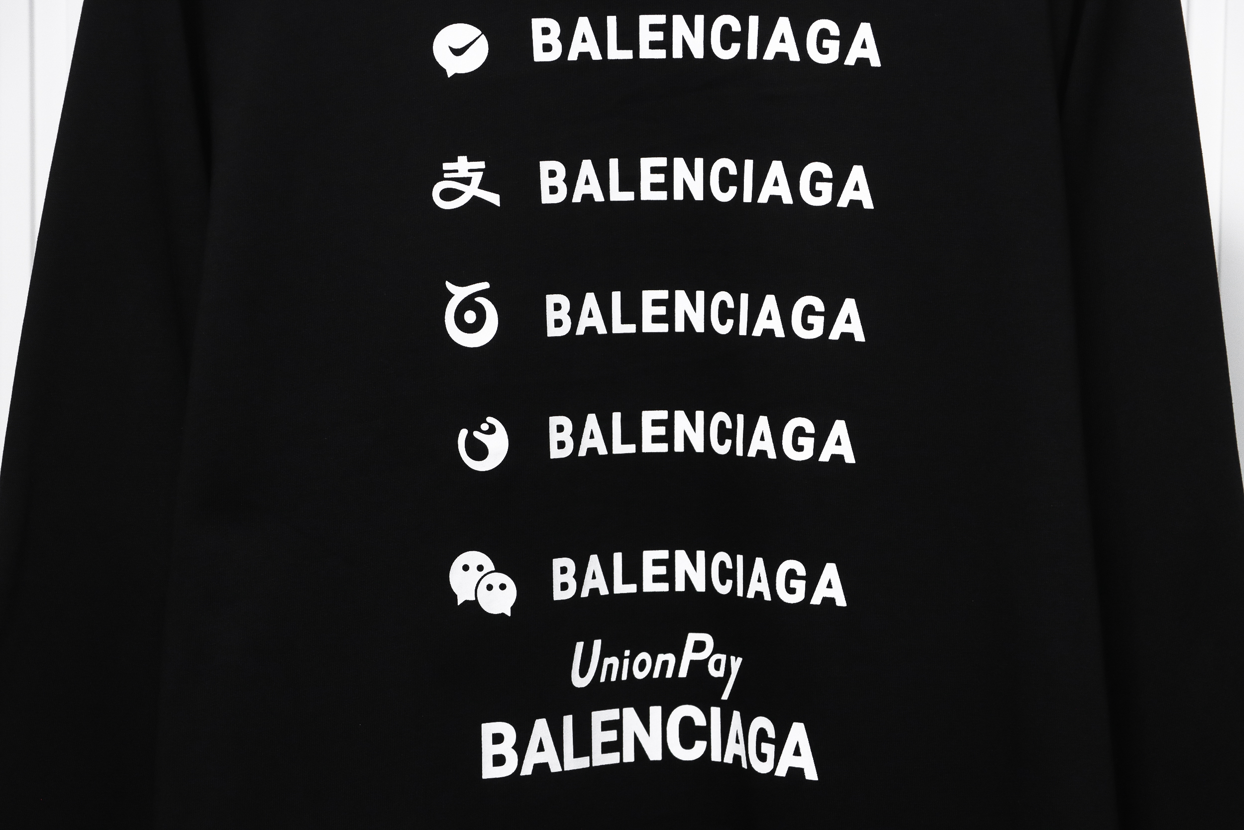 Balenciaga 24S Letter Round Neck Hoodie Black