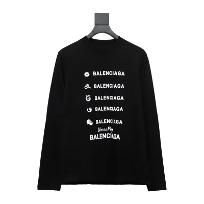 Balenciaga 24S Letter Round Neck Hoodie Black 01