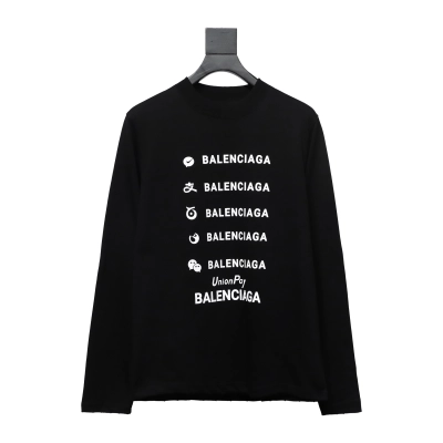 Balenciaga 24S Letter Round Neck Hoodie Black 01