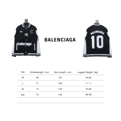 Balenciaga 22FW Towel Embroidery Leather Sleeves Baseball Jacket 02