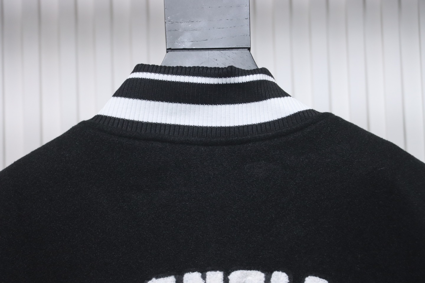 Balenciaga 22FW Towel Embroidery Leather Sleeves Baseball Jacket