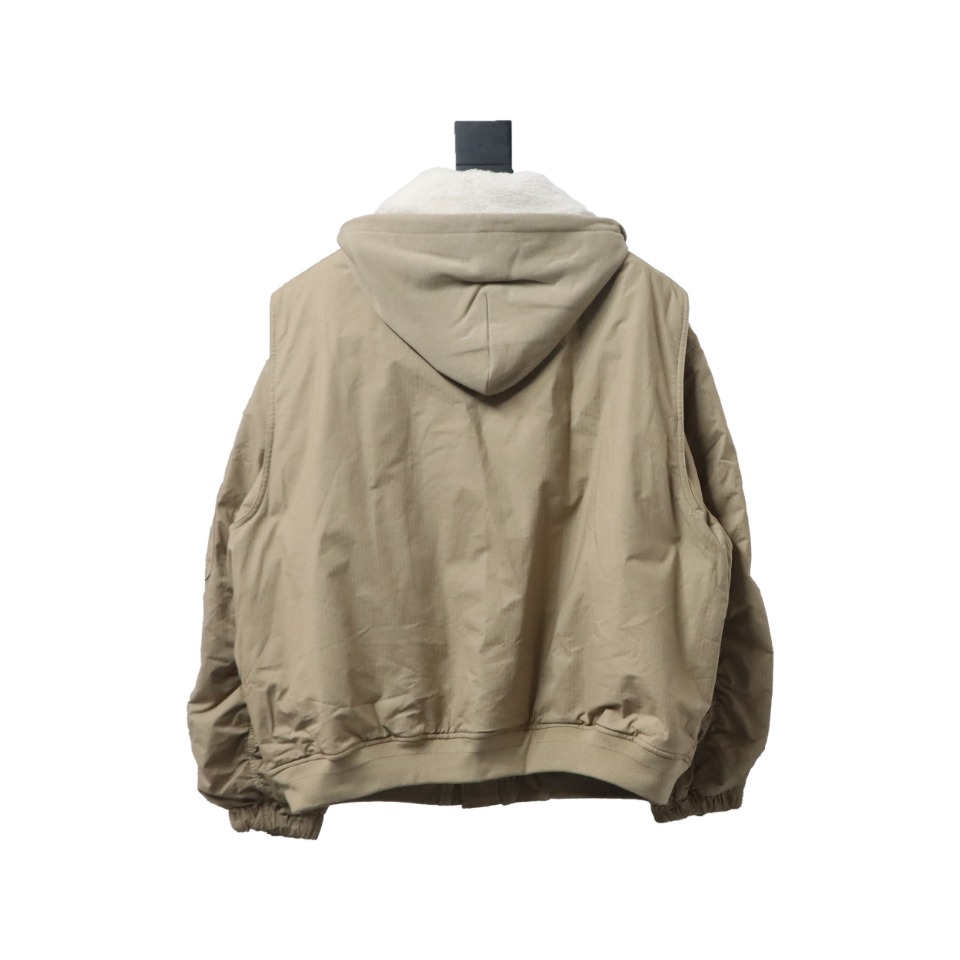 Balenciaga 23 Autumn And Winter Fur Collar Laminated Hooded Cotton Jacket