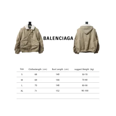 Balenciaga 23 Autumn And Winter Fur Collar Laminated Hooded Cotton Jacket 02