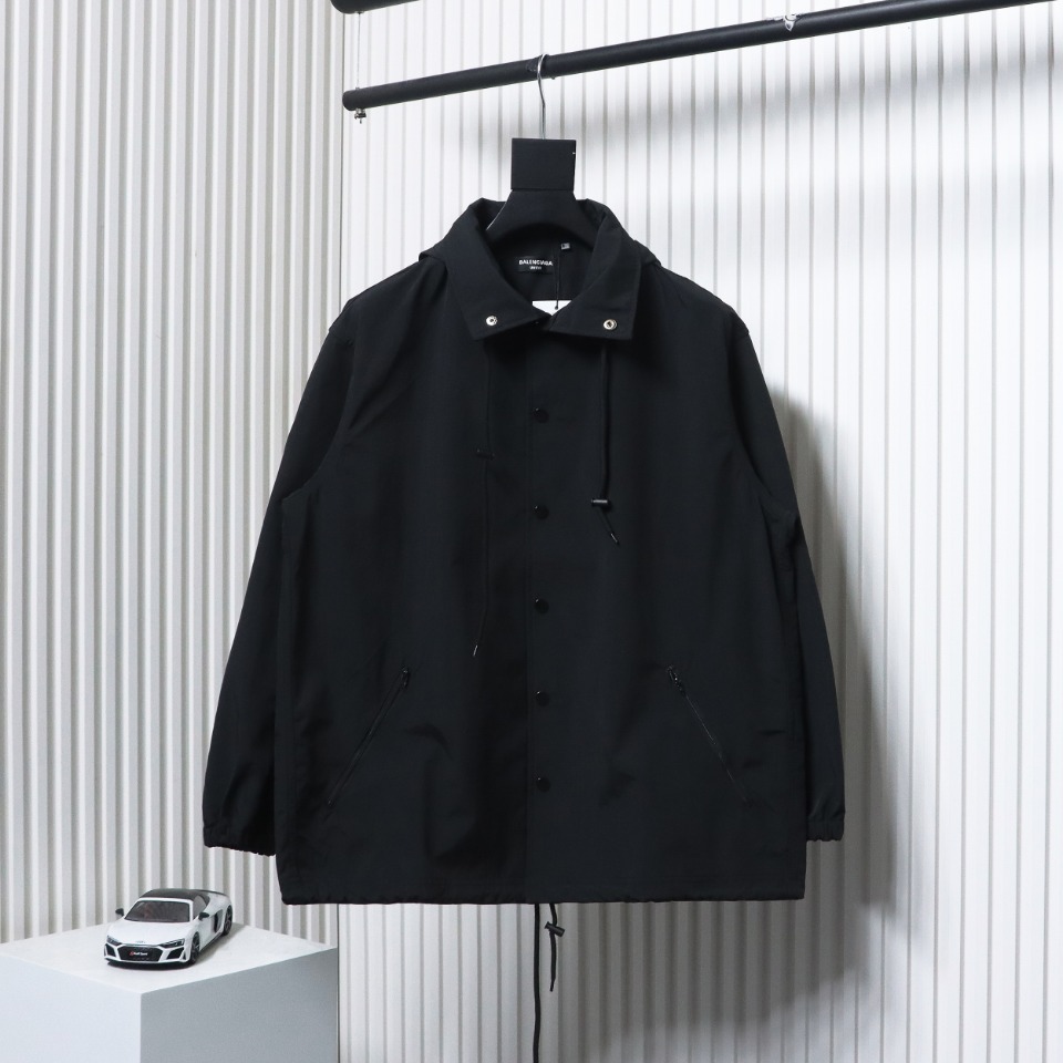 Balenciaga 23 Hooded Stand-Up Collar With Letters On The Back Jacket Black
