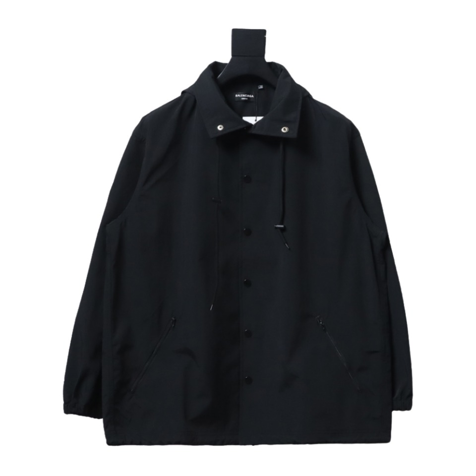 Balenciaga 23 Hooded Stand-Up Collar With Letters On The Back Jacket Black