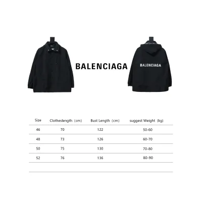Balenciaga 23 Hooded Stand-Up Collar With Letters On The Back Jacket Black 02