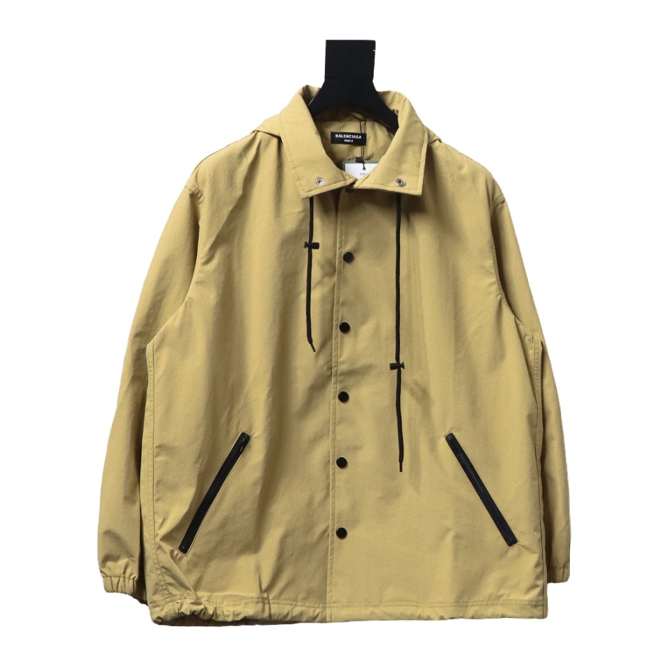Balenciaga 23 Hooded Stand-Up Collar With Letters On The Back Jacket Yellow