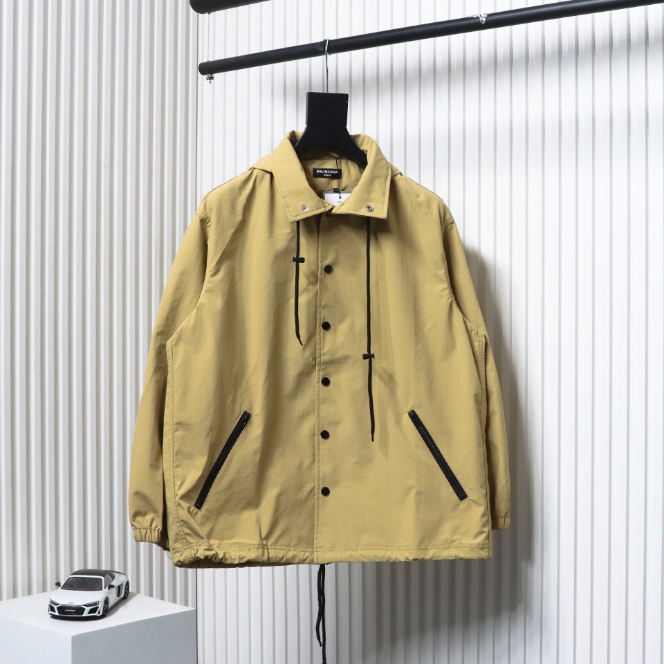 Balenciaga 23 Hooded Stand-Up Collar With Letters On The Back Jacket Yellow