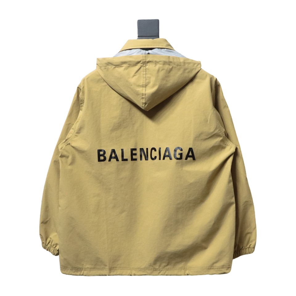 Balenciaga 23 Hooded Stand-Up Collar With Letters On The Back Jacket Yellow